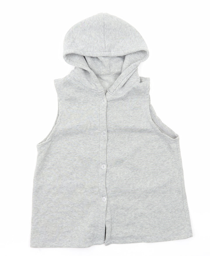 Preworn Girls Grey Polyester Pullover Hoodie Size M Button