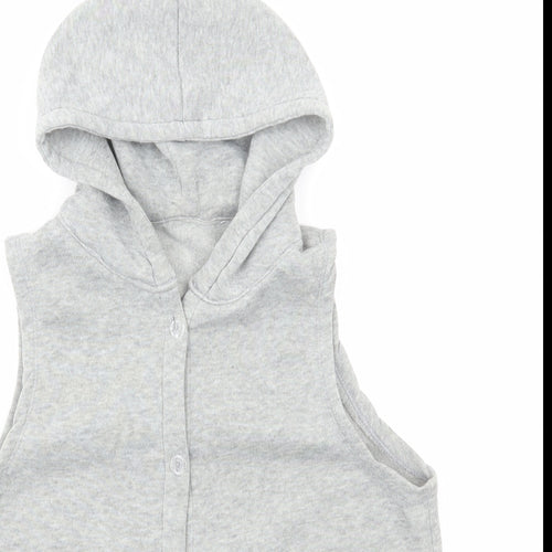 Preworn Girls Grey Polyester Pullover Hoodie Size M Button