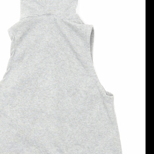 Preworn Girls Grey Polyester Pullover Hoodie Size M Button
