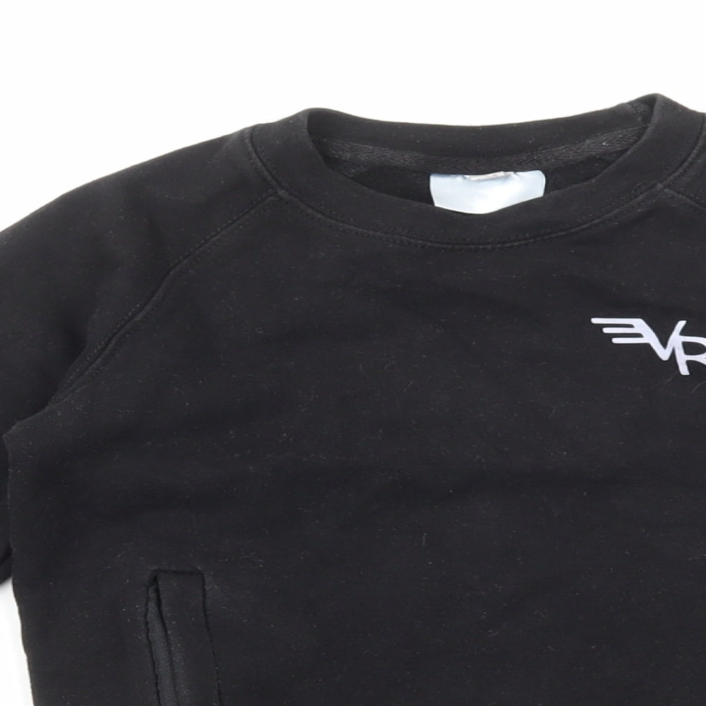 Preworn Boys Black Cotton Pullover Sweatshirt Size 7-8 Years Pullover