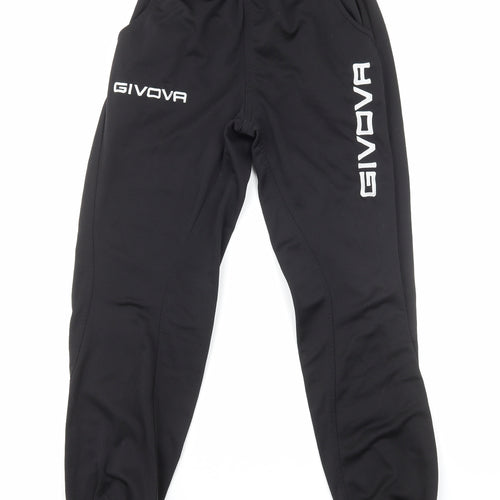 Givova Boys Black Polyester Sweatpants Trousers Size XS Regular Drawstring