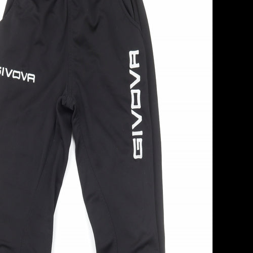 Givova Boys Black Polyester Sweatpants Trousers Size XS Regular Drawstring