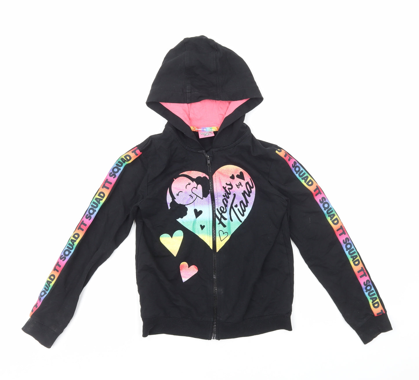 George Girls Multicoloured Cotton Full Zip Hoodie Size 8-9 Years Zip - Hearts by Tiana