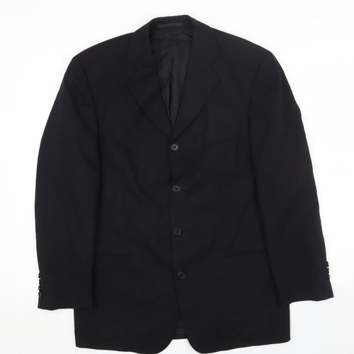 Preworn Mens Black Wool Jacket Blazer Size 40