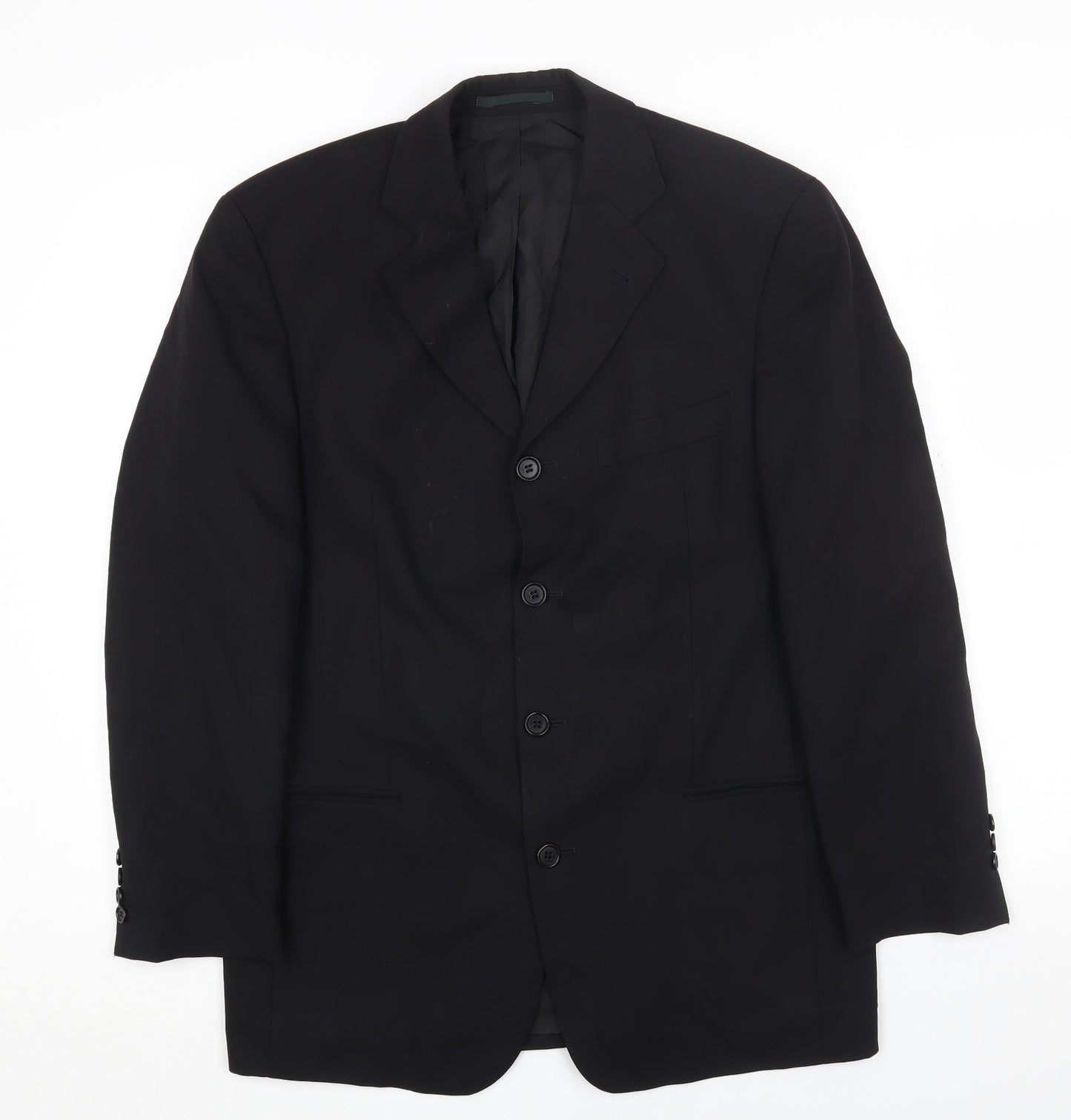 Preworn Mens Black Wool Jacket Blazer Size 40