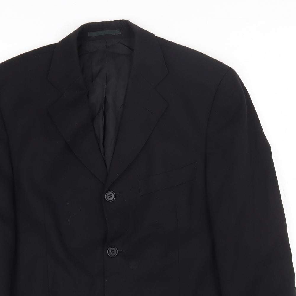 Preworn Mens Black Wool Jacket Blazer Size 40