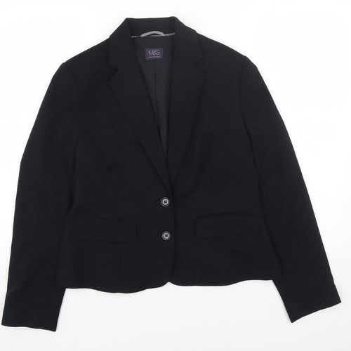 Marks and Spencer Womens Black Polyacrylate Fibre Jacket Blazer Size 12