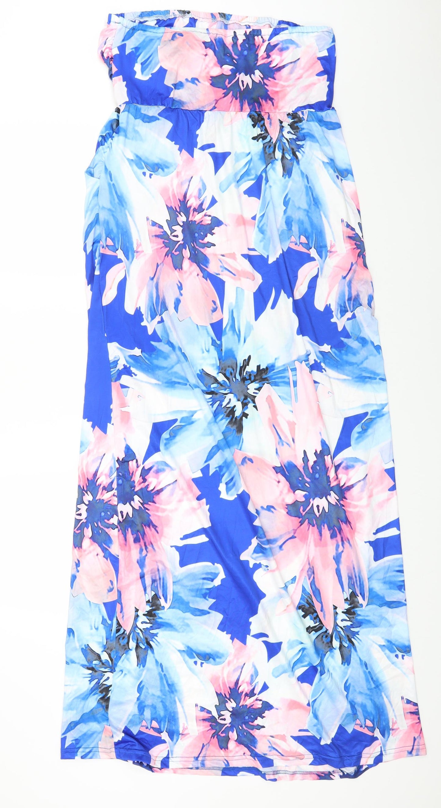 Ruiyige Womens Blue Floral Polyester Maxi Size L Off the Shoulder Pullover