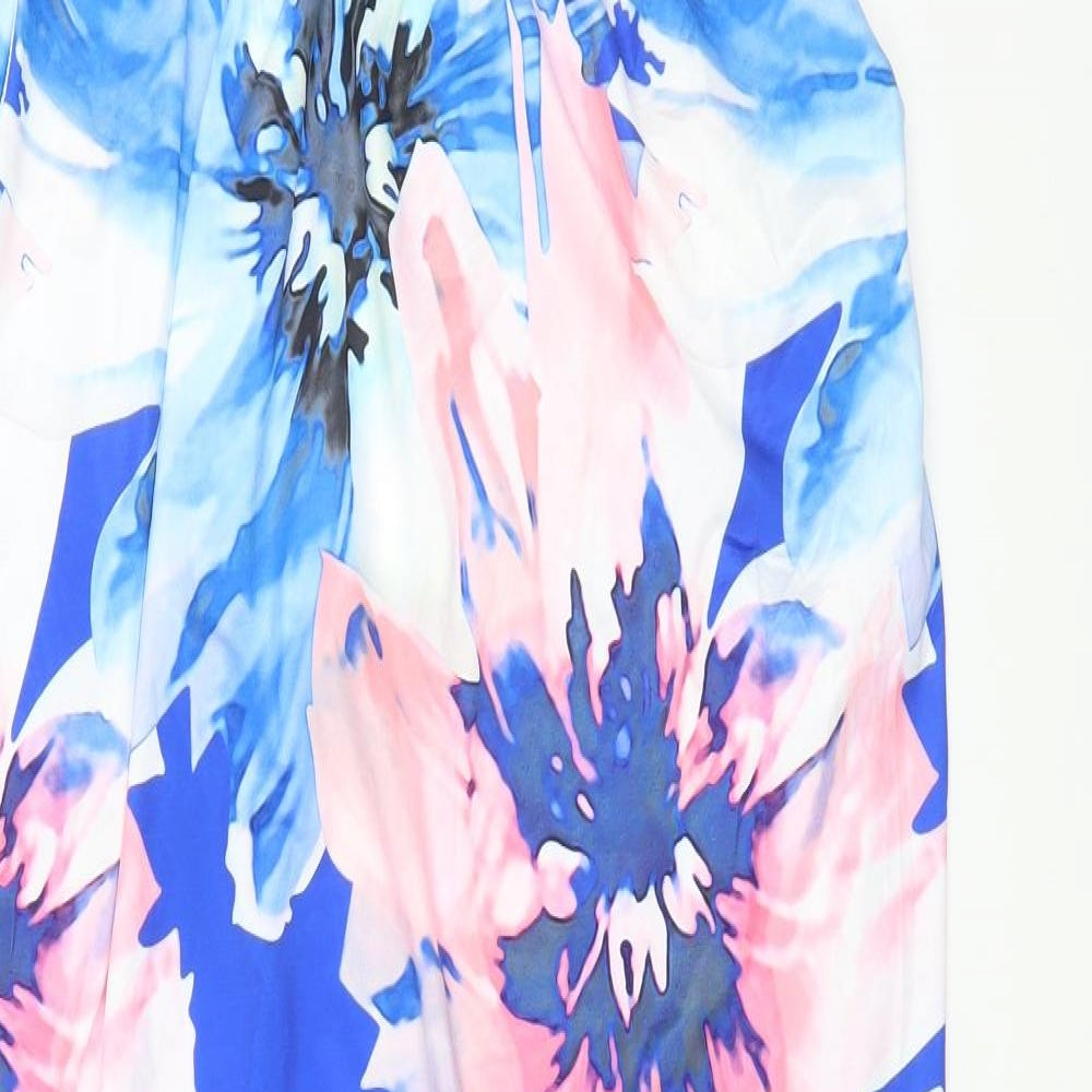 Ruiyige Womens Blue Floral Polyester Maxi Size L Off the Shoulder Pullover