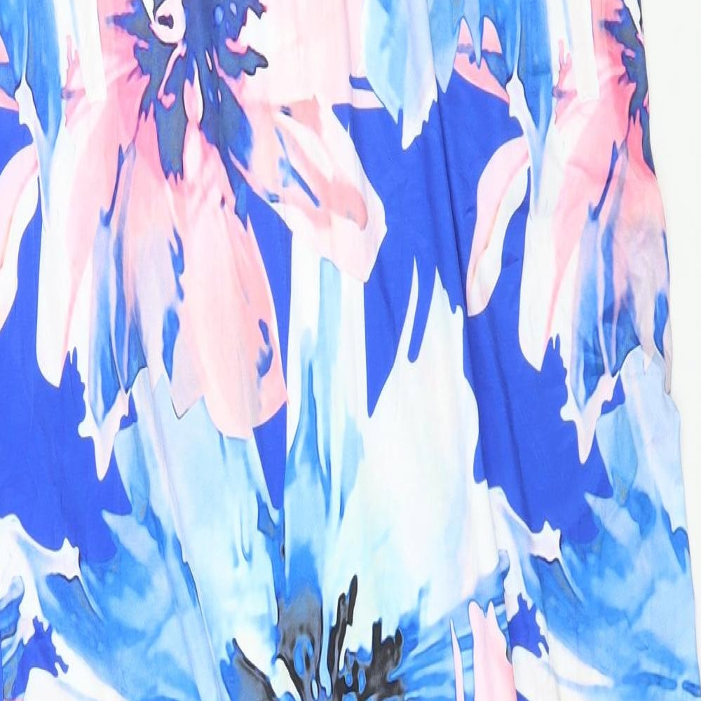 Ruiyige Womens Blue Floral Polyester Maxi Size L Off the Shoulder Pullover