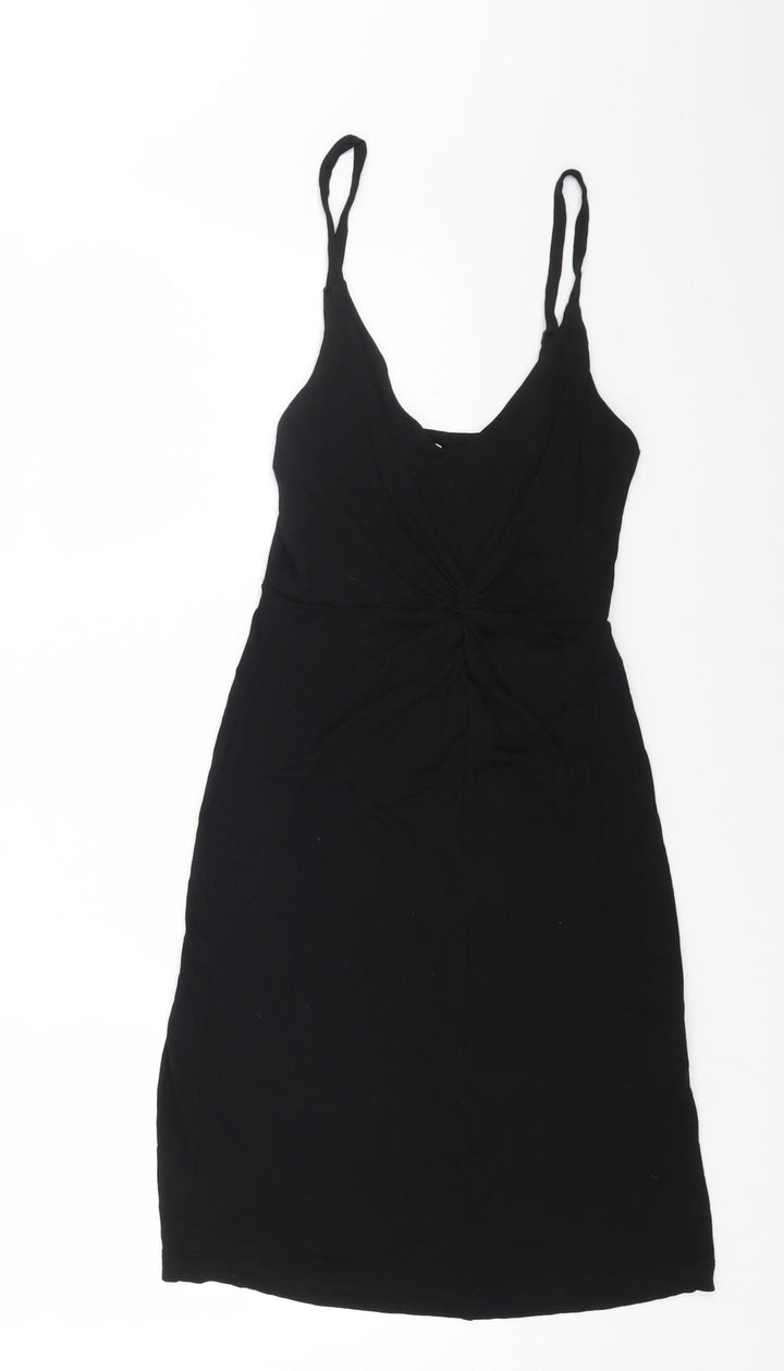 H&M Womens Black Cotton Slip Dress Size XS V-Neck Pullover