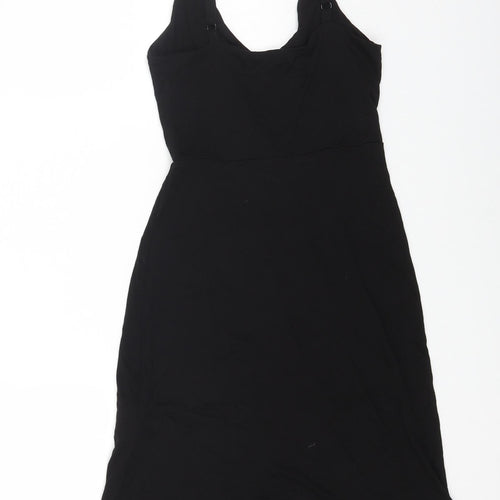 H&M Womens Black Cotton Slip Dress Size XS V-Neck Pullover