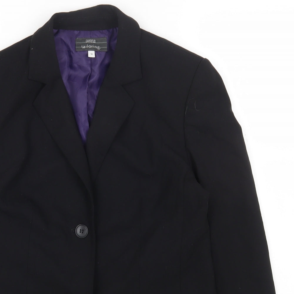 Marks and Spencer Womens Black Polyester Jacket Blazer Size 12