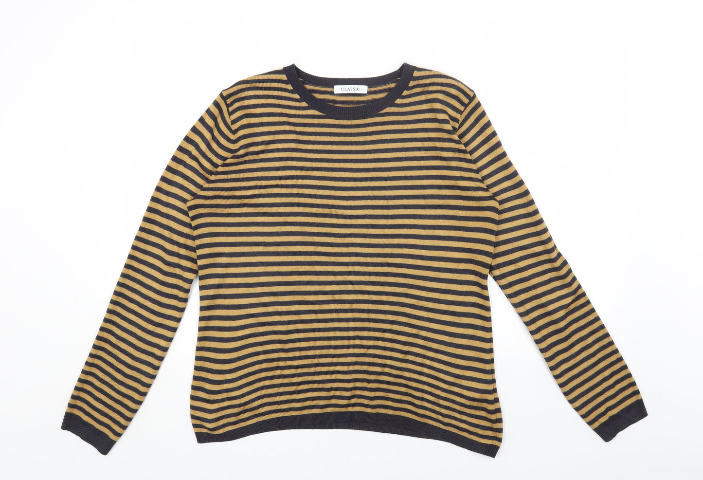 Marks and Spencer Womens Multicoloured Round Neck Striped Cotton Pullover Jumper Size 12