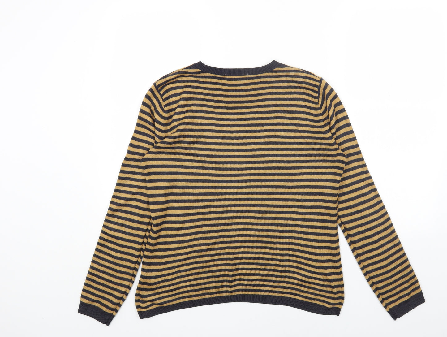 Marks and Spencer Womens Multicoloured Round Neck Striped Cotton Pullover Jumper Size 12