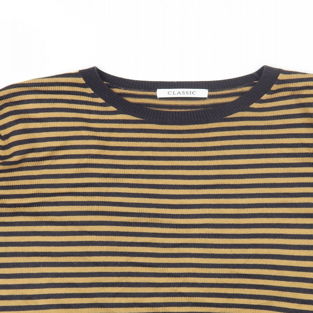 Marks and Spencer Womens Multicoloured Round Neck Striped Cotton Pullover Jumper Size 12