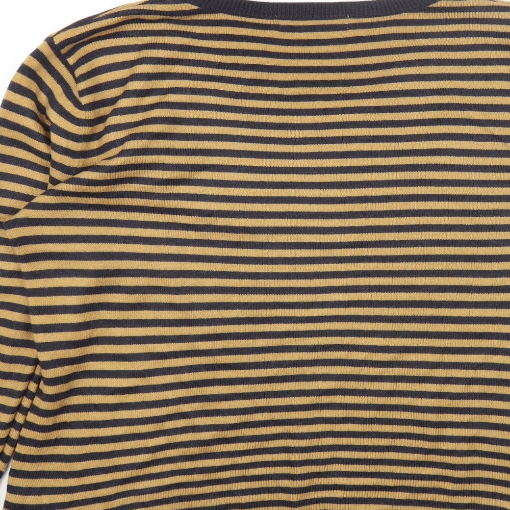 Marks and Spencer Womens Multicoloured Round Neck Striped Cotton Pullover Jumper Size 12