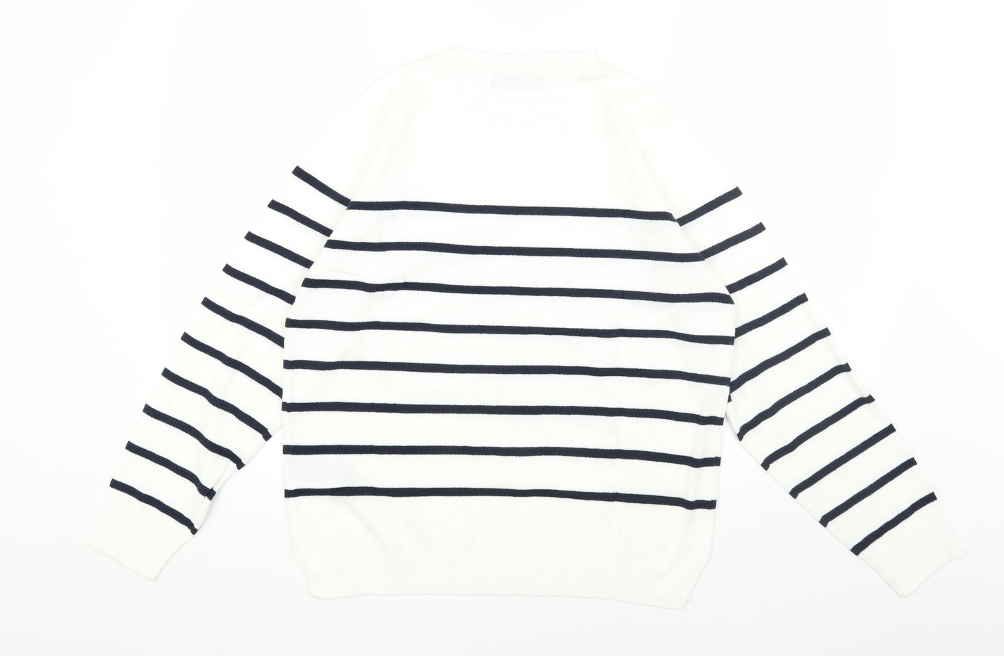 Marks and Spencer Womens Multicoloured Round Neck Striped Acrylic Pullover Jumper Size 14