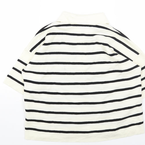 Marks and Spencer Womens Multicoloured Collared Striped Wool Pullover Jumper Size 14