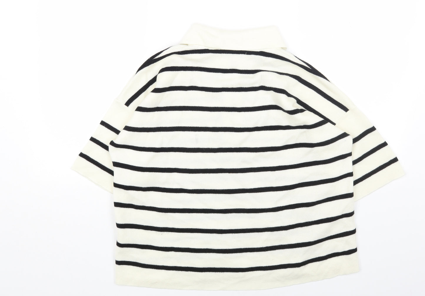 Marks and Spencer Womens Multicoloured Collared Striped Wool Pullover Jumper Size 14