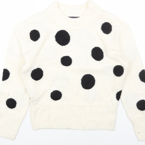 Marks and Spencer Womens Multicoloured Round Neck Polka Dot Acrylic Pullover Jumper Size S