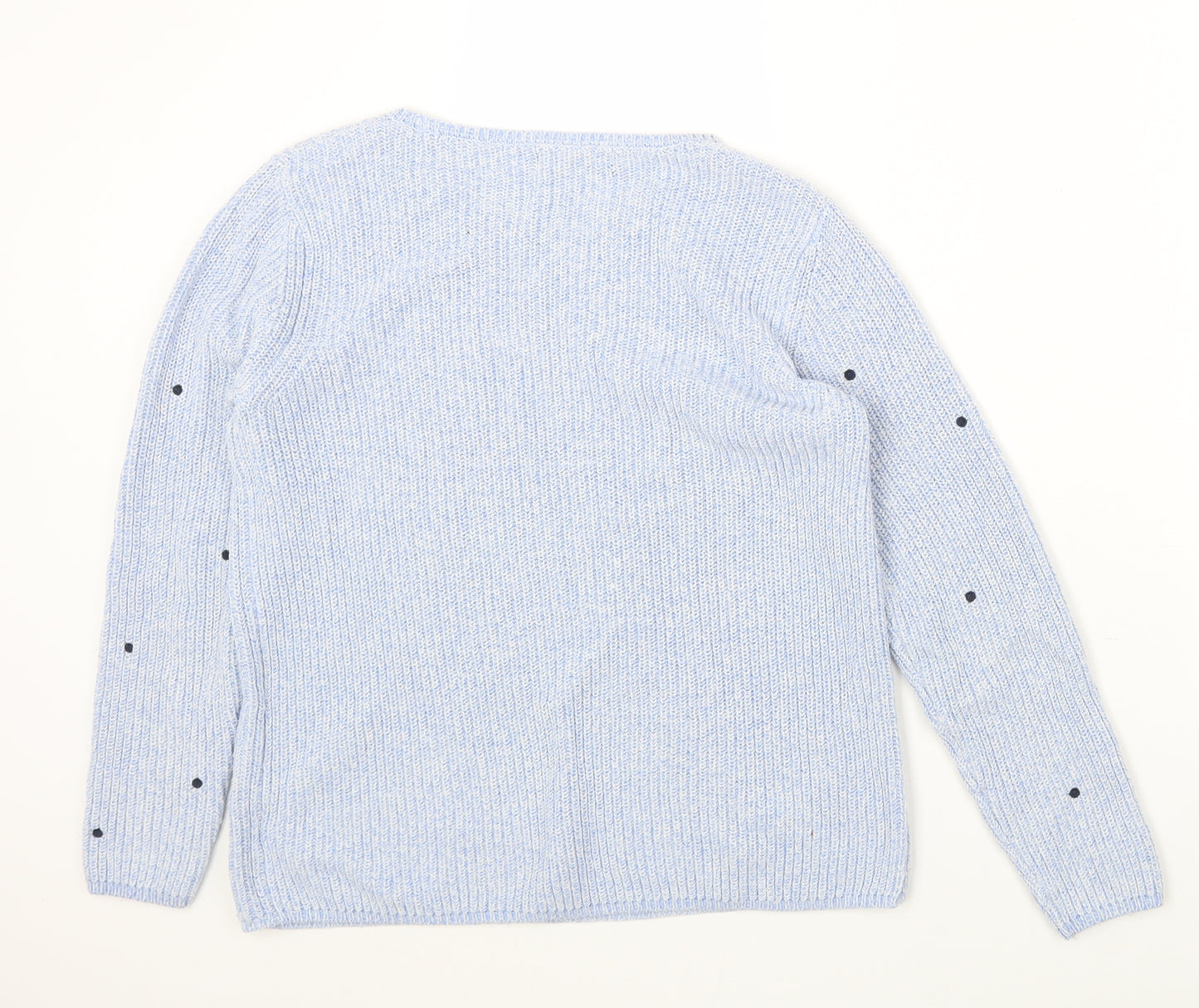 F&F Womens Blue Round Neck Polka Dot Acrylic Pullover Jumper Size 10