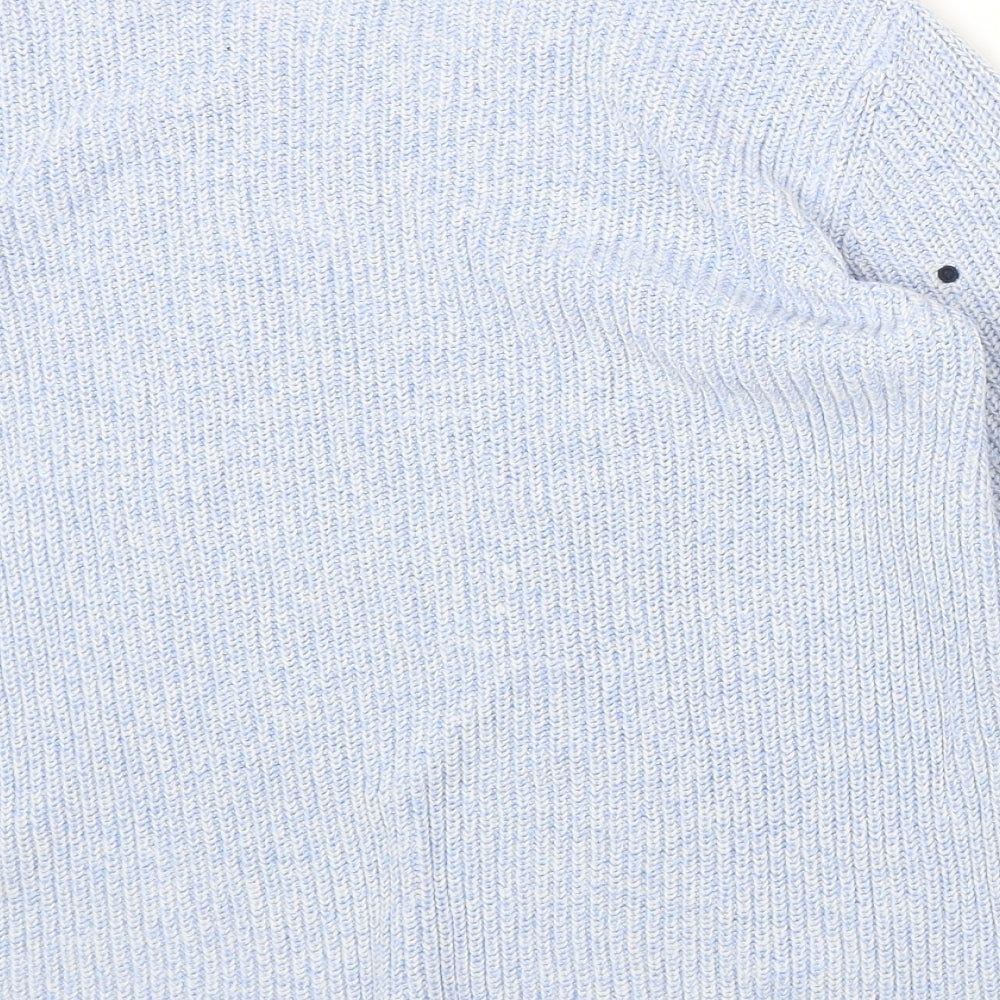 F&F Womens Blue Round Neck Polka Dot Acrylic Pullover Jumper Size 10