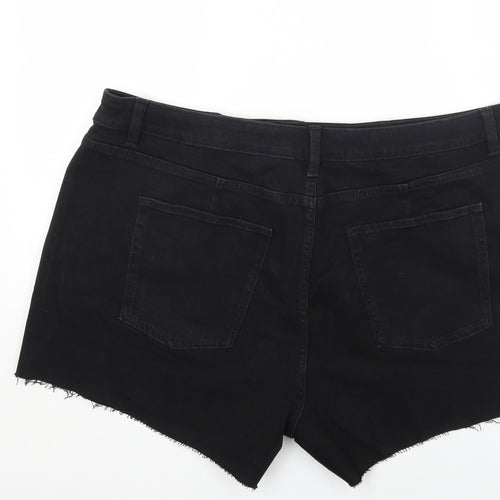 Marks and Spencer Womens Black Cotton Hot Pants Shorts Size 22 Regular Button