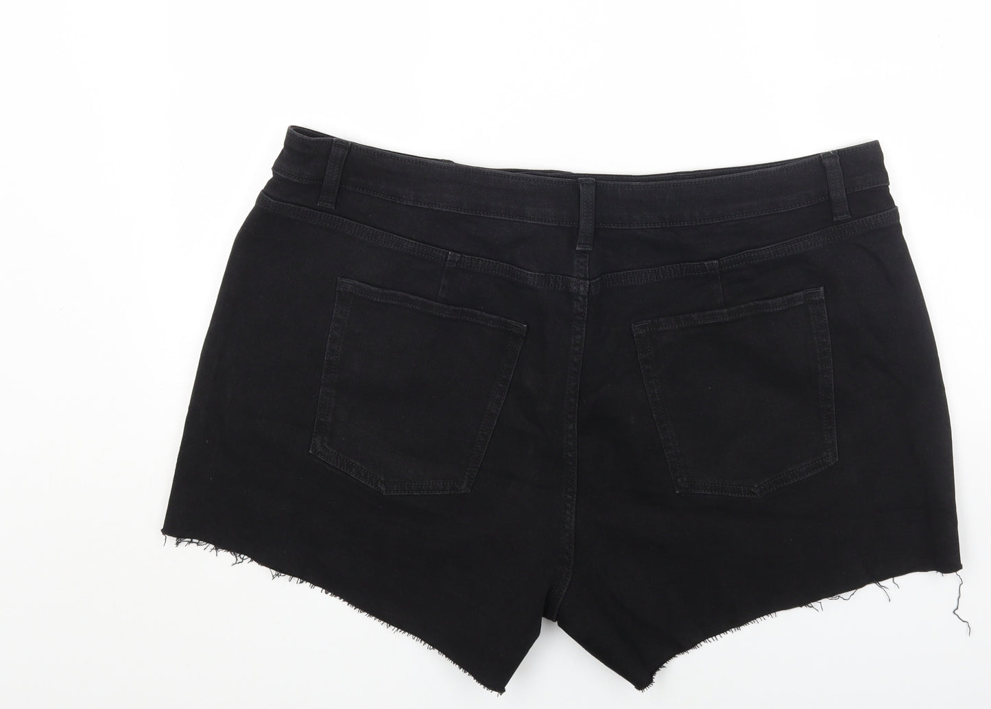 Marks and Spencer Womens Black Cotton Hot Pants Shorts Size 22 Regular Button