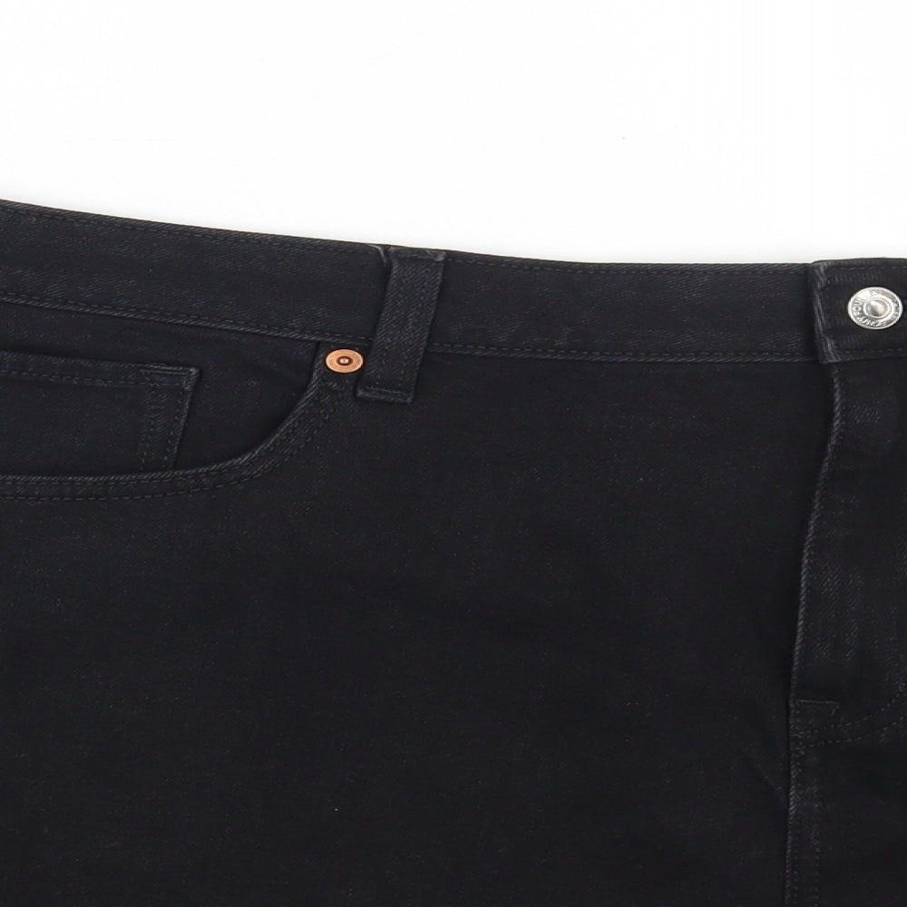 Marks and Spencer Womens Black Cotton Hot Pants Shorts Size 22 Regular Button