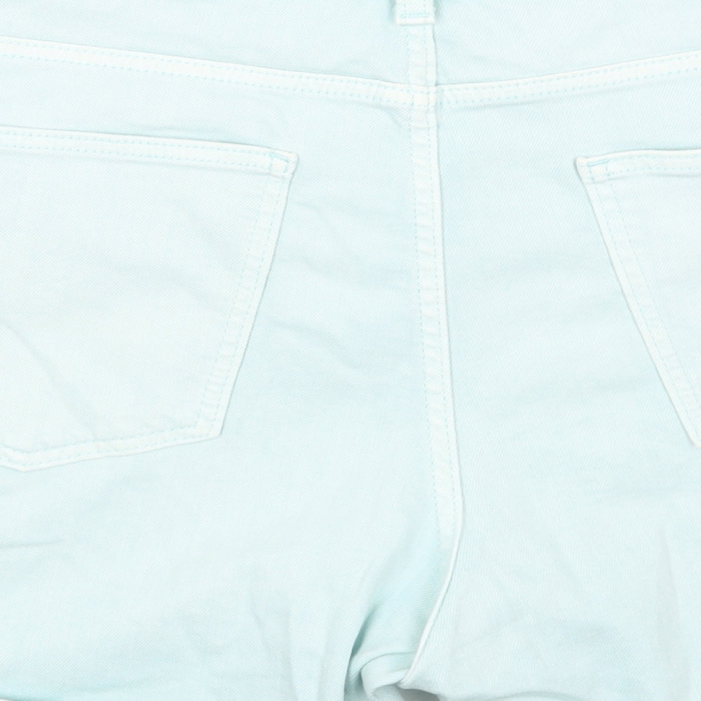 Marks and Spencer Womens Blue Cotton Boyfriend Shorts Size 20 Regular Button