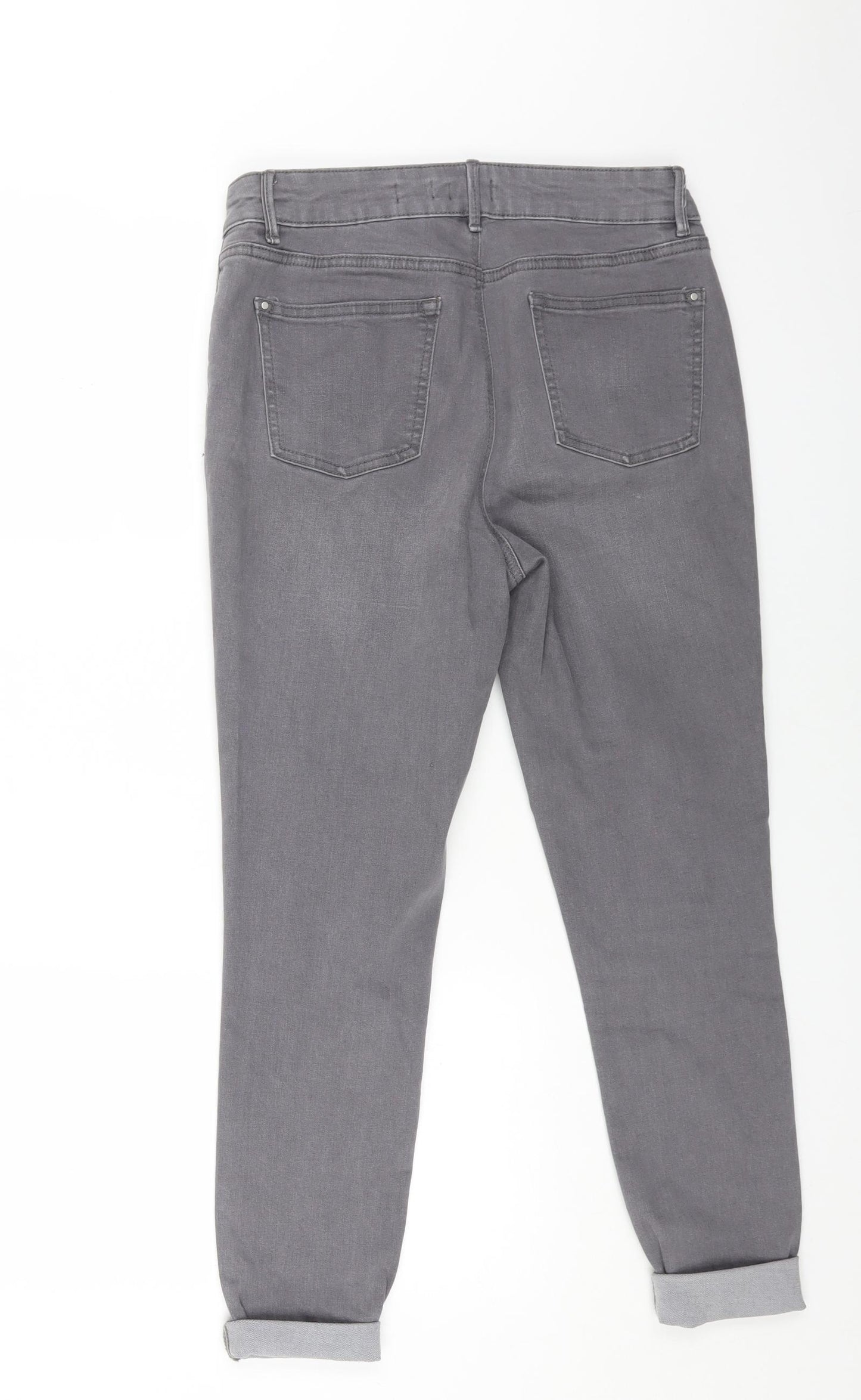 TU Womens Grey Cotton Straight Jeans Size 12 L25 in Regular Button