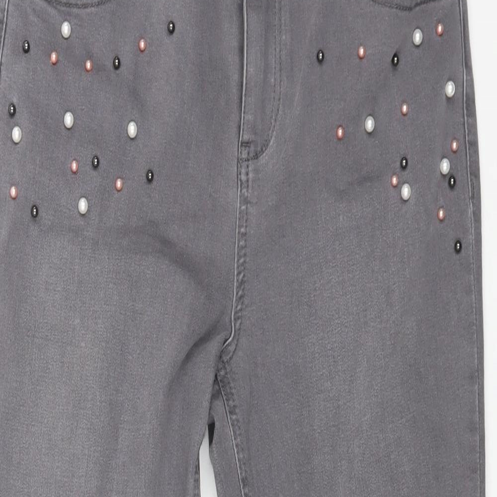 TU Womens Grey Cotton Straight Jeans Size 12 L25 in Regular Button