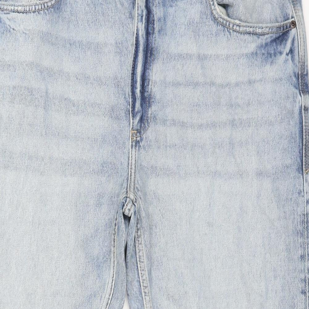 Marks and Spencer Mens Blue Cotton Straight Jeans Size 40 in L29 in Regular Button