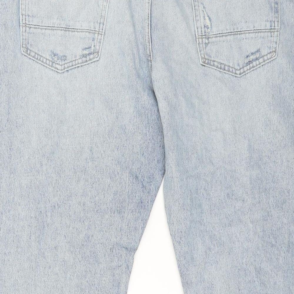 Marks and Spencer Mens Blue Cotton Straight Jeans Size 40 in L29 in Regular Button