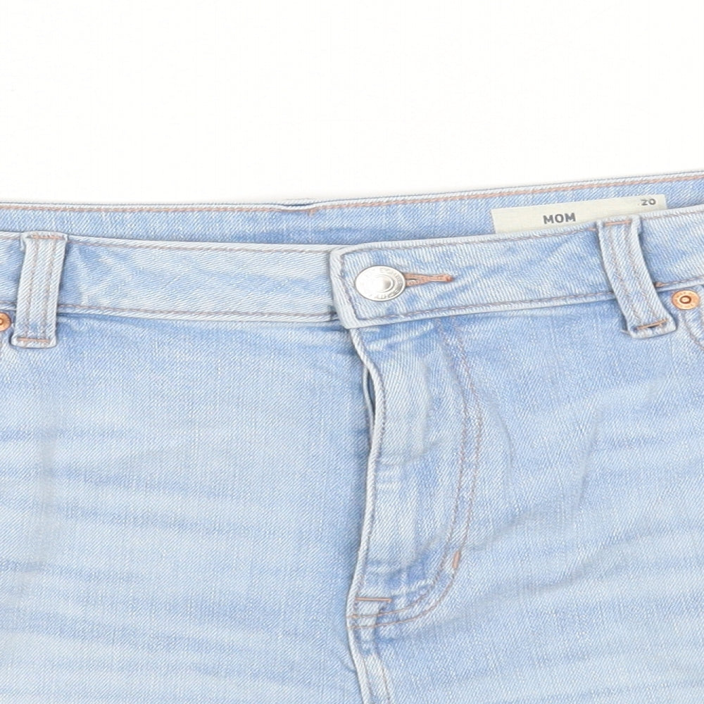 Marks and Spencer Womens Blue Cotton Cut-Off Shorts Size 20 Regular Button