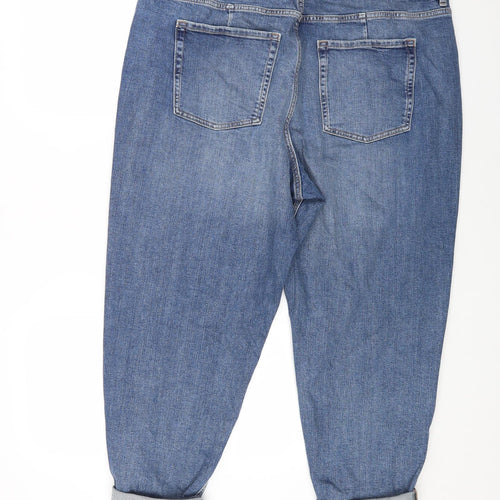 Marks and Spencer Womens Blue Floral Cotton Cropped Jeans Size 20 L23 in Regular Button