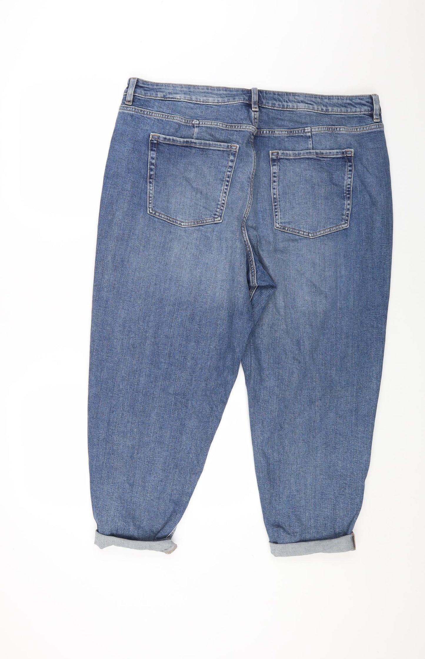 Marks and Spencer Womens Blue Floral Cotton Cropped Jeans Size 20 L23 in Regular Button
