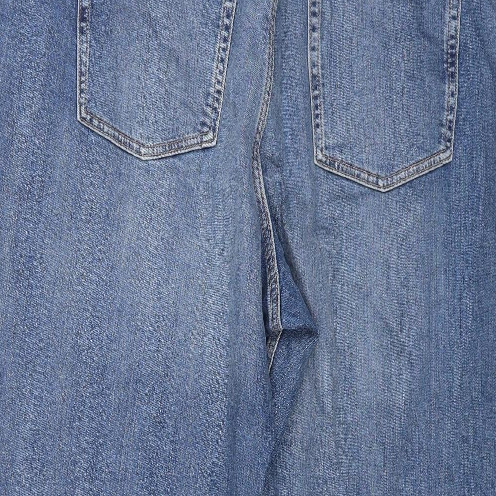 Marks and Spencer Womens Blue Floral Cotton Cropped Jeans Size 20 L23 in Regular Button