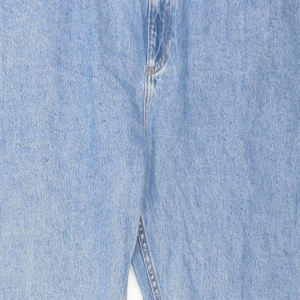 Marks and Spencer Womens Blue Cotton Straight Jeans Size 44 in L31 in Regular Button