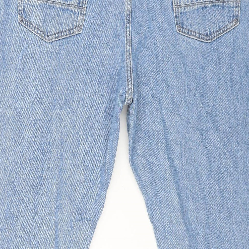 Marks and Spencer Womens Blue Cotton Straight Jeans Size 44 in L31 in Regular Button