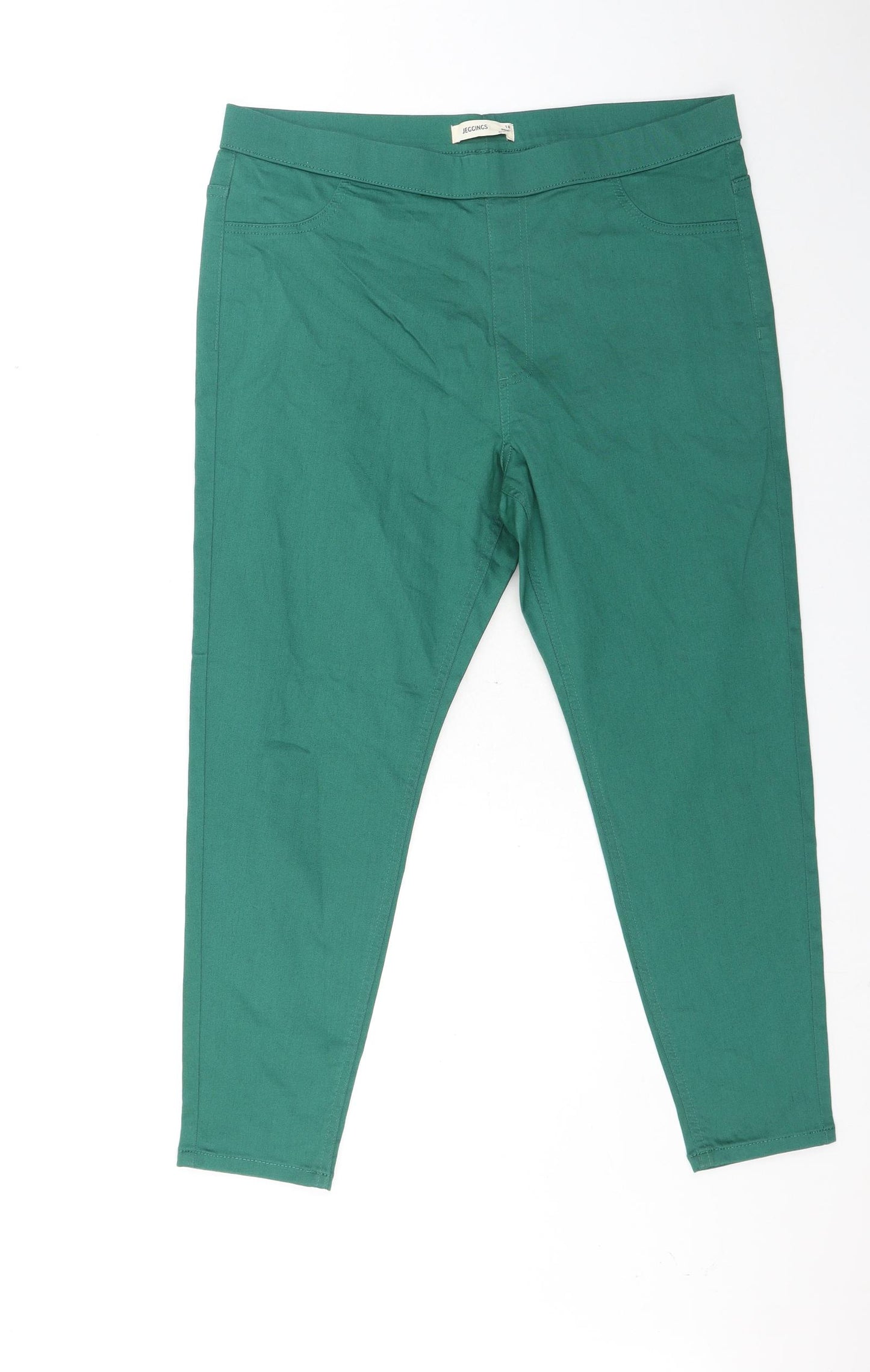 Marks and Spencer Womens Green Cotton Jegging Jeans Size 18 L25 in Regular
