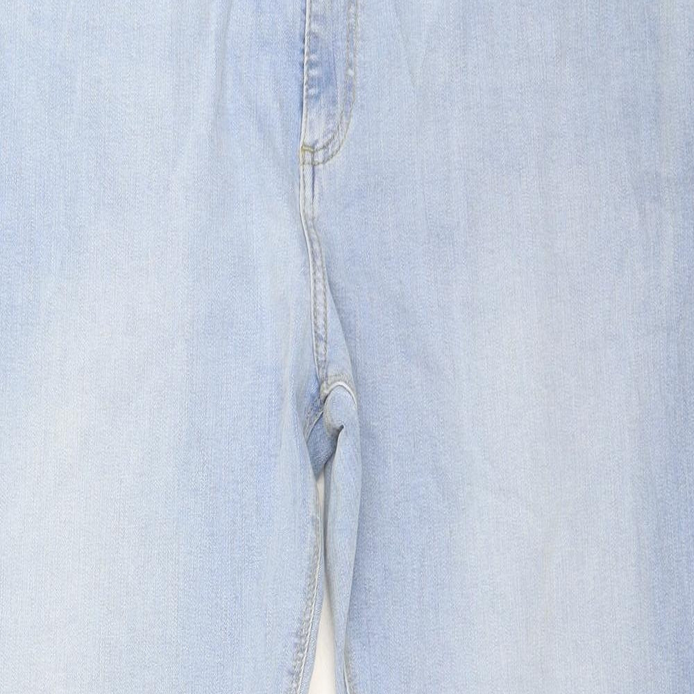 Marks and Spencer Mens Blue Cotton Tapered Jeans Size 40 in L31 in Regular Button