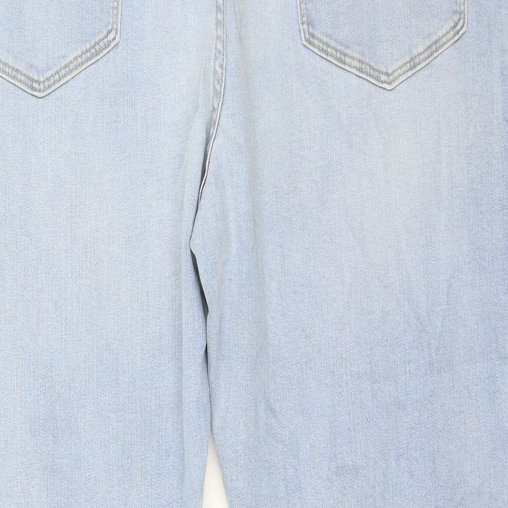Marks and Spencer Mens Blue Cotton Tapered Jeans Size 40 in L31 in Regular Button