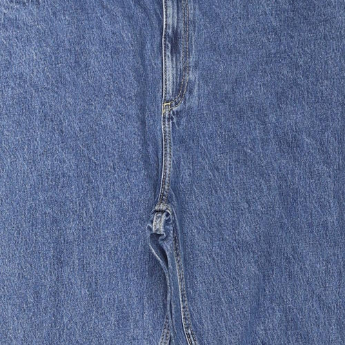 Marks and Spencer Mens Blue Cotton Straight Jeans Size 44 in L31 in Regular Button