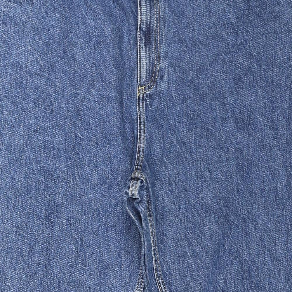 Marks and Spencer Mens Blue Cotton Straight Jeans Size 44 in L31 in Regular Button