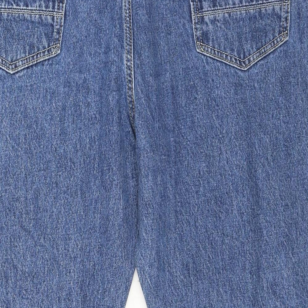Marks and Spencer Mens Blue Cotton Straight Jeans Size 44 in L31 in Regular Button