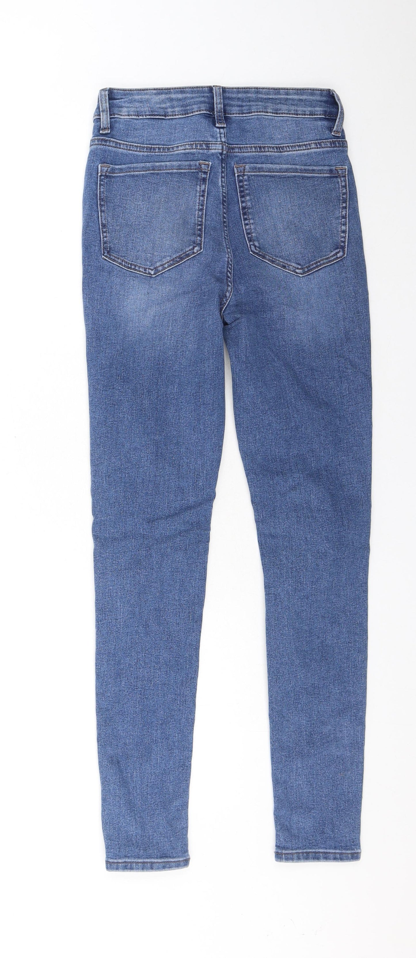 Marks and Spencer Womens Blue Cotton Skinny Jeans Size 6 L28 in Regular Button