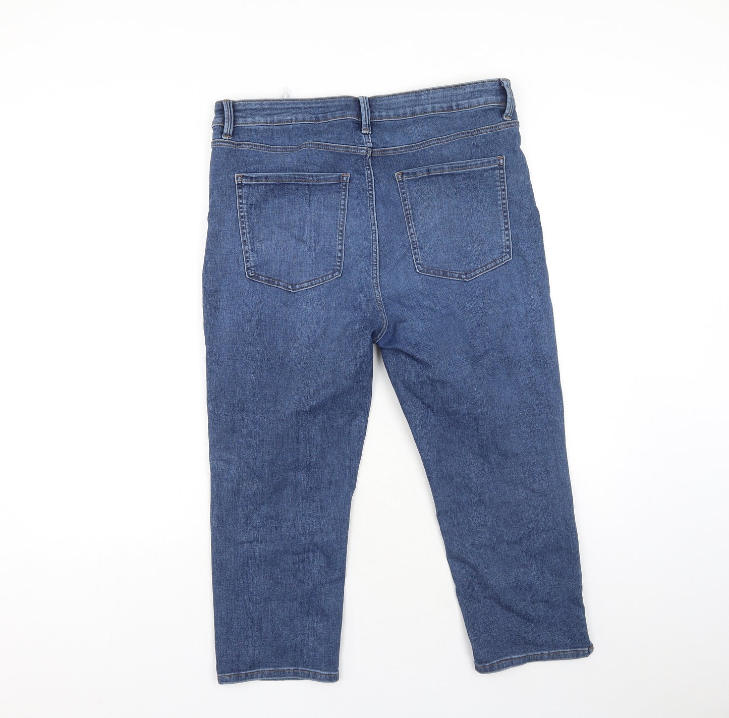 Marks and Spencer Womens Blue Cotton Cropped Jeans Size 16 L21 in Regular Button