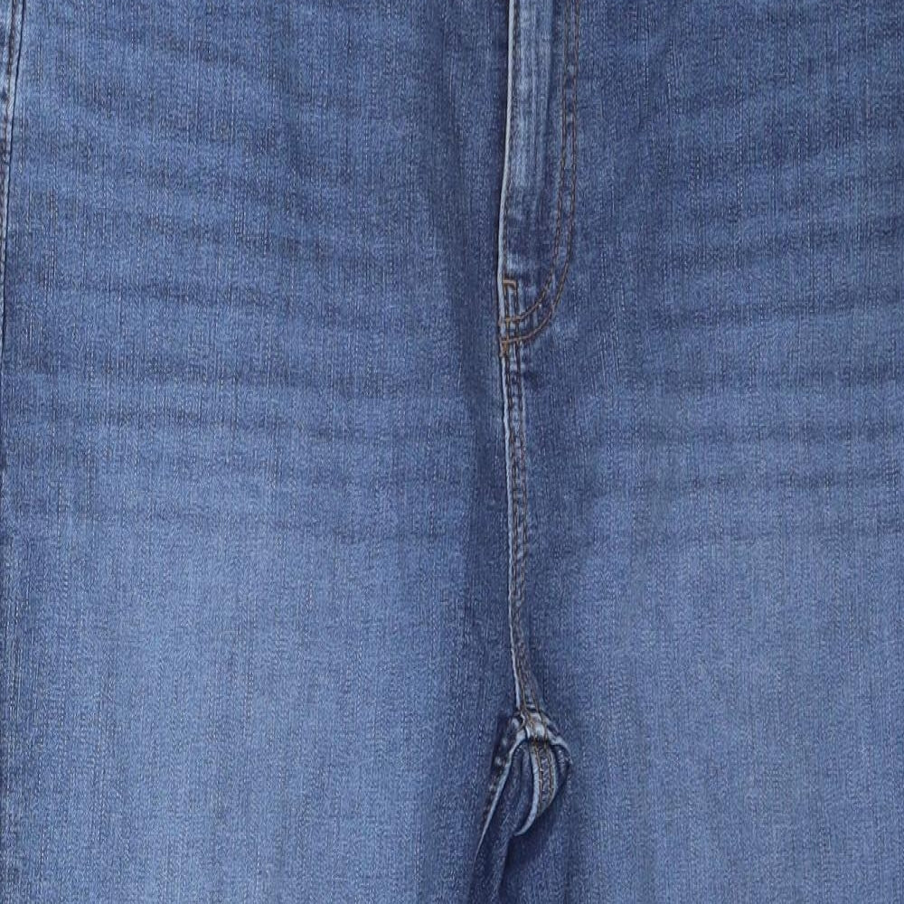 Marks and Spencer Womens Blue Cotton Cropped Jeans Size 16 L21 in Regular Button